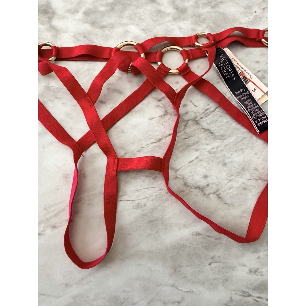 Victoria's Secret Very Sexy Strappy‎ Cheekini Rings Panty Sz S - Red - Picture 4 of 4